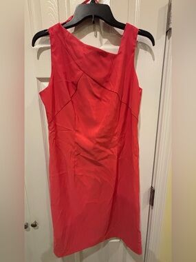 AB Studio Red Sleeveless Midi Sheath Dress
